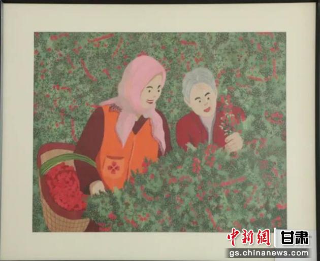 靖遠(yuǎn)縣枸杞種植業(yè)帶動(dòng)10多萬農(nóng)民脫貧致富。刺繡 王明風(fēng) 繡稿 胡靜