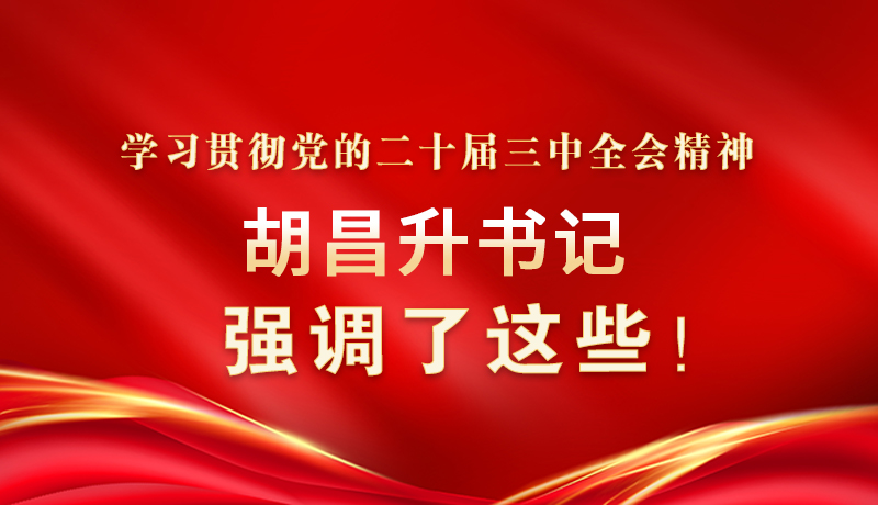 圖解|學(xué)習(xí)貫徹黨的二十屆三中全會(huì)精神 胡昌升書記強(qiáng)調(diào)了這些！